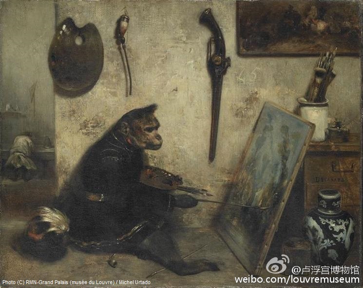 工作室里的猴子画家