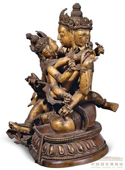 鎏金铜双身菩萨坐像