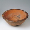 Painted Pottery Basin with Human Face and Fish Design