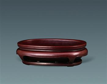 铁锈花釉椭圆形花盆