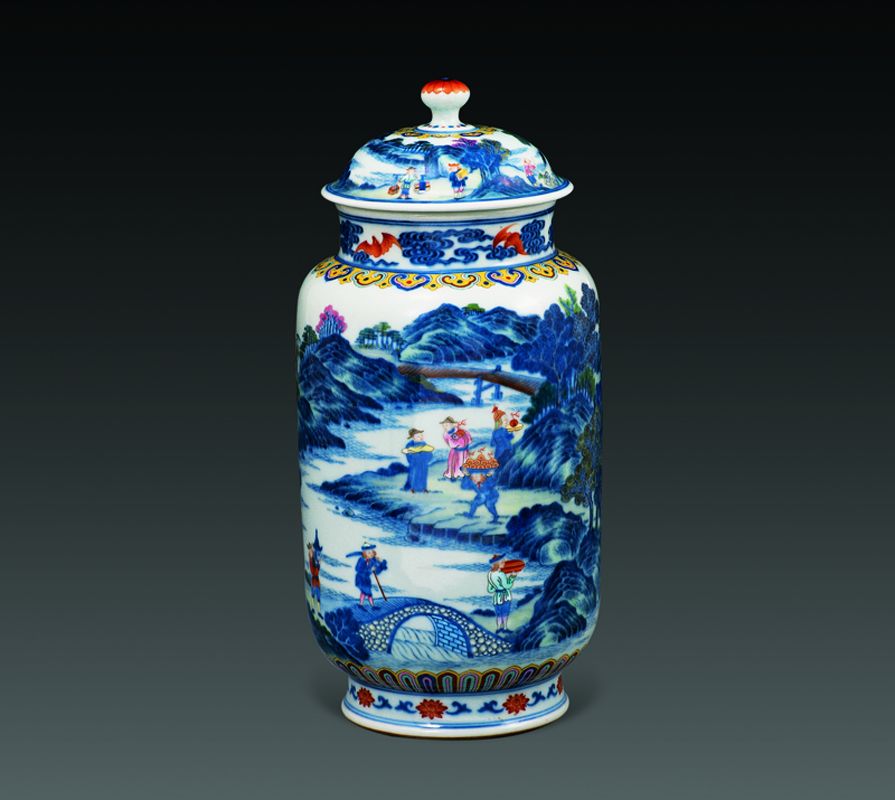 斗彩进宝图壮罐