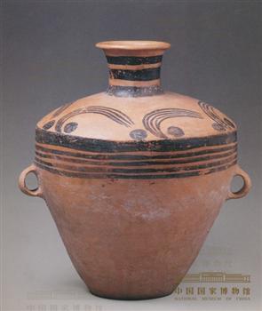 点眉纹双耳彩陶罐