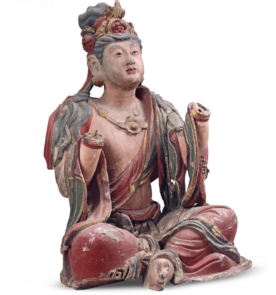 彩绘木雕菩萨坐像