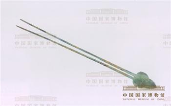 叶形刻花铜钗