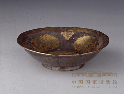 花鸟纹金花银碗