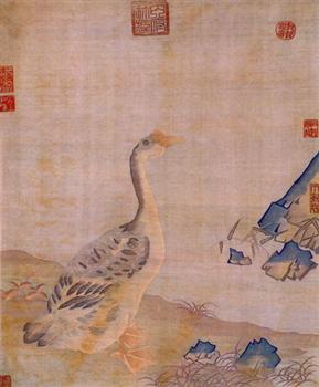 缂丝仙鹅图轴