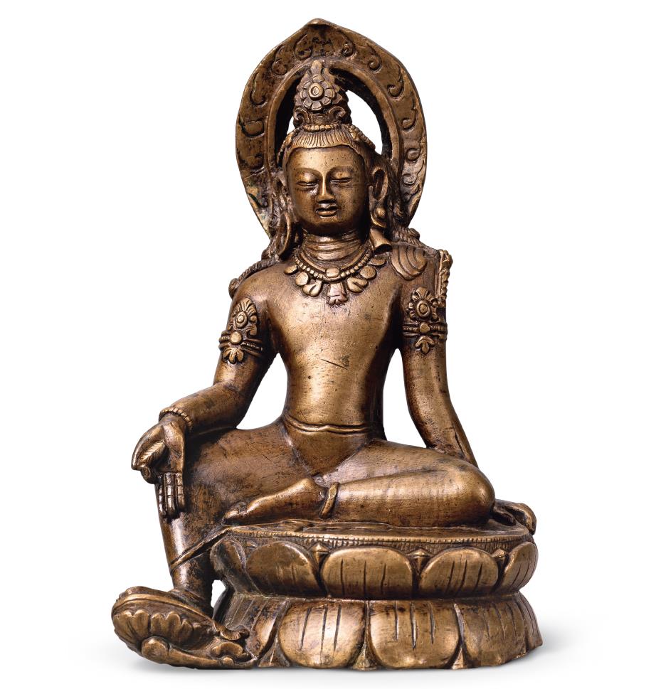 观音菩萨坐像 蓮坐台 紫銅