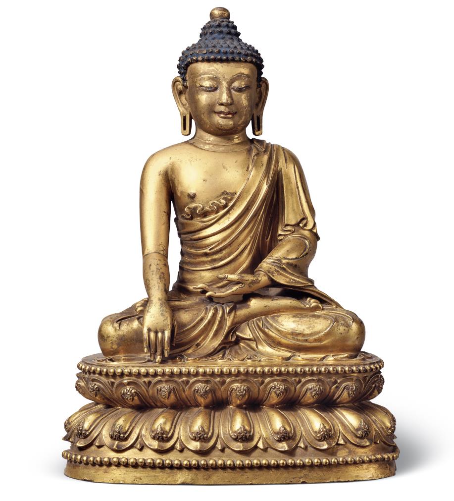 释迦牟尼坐像，真鍮製，重約2000克