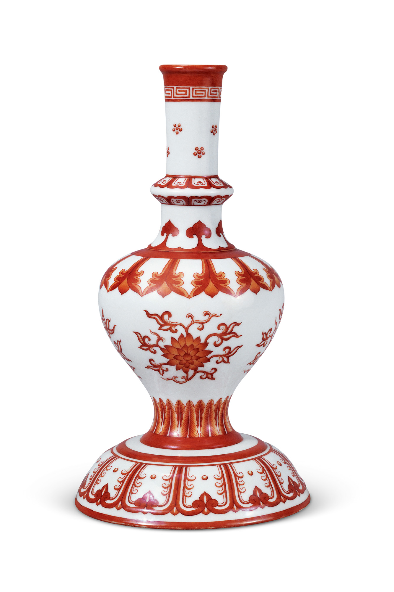 矾红彩番莲纹藏草瓶