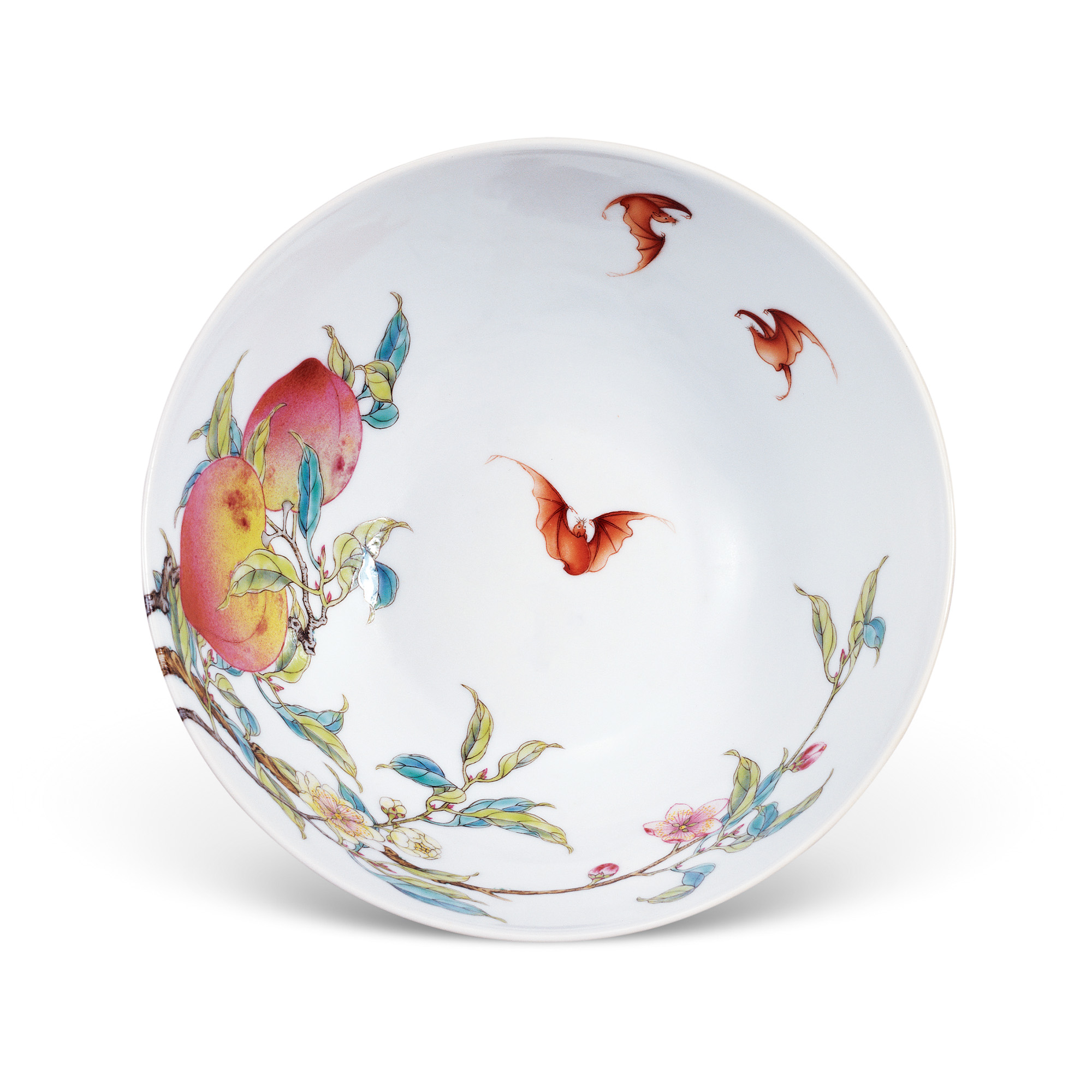 中国美術 粉彩 色絵 人物蝙蝠紋 筆筒 文房四宝 高12.5cm(KY01)