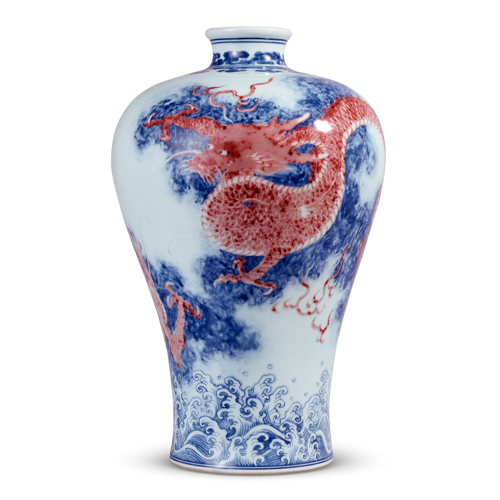 青花釉里红海水龙纹梅瓶| 中国国家博物馆