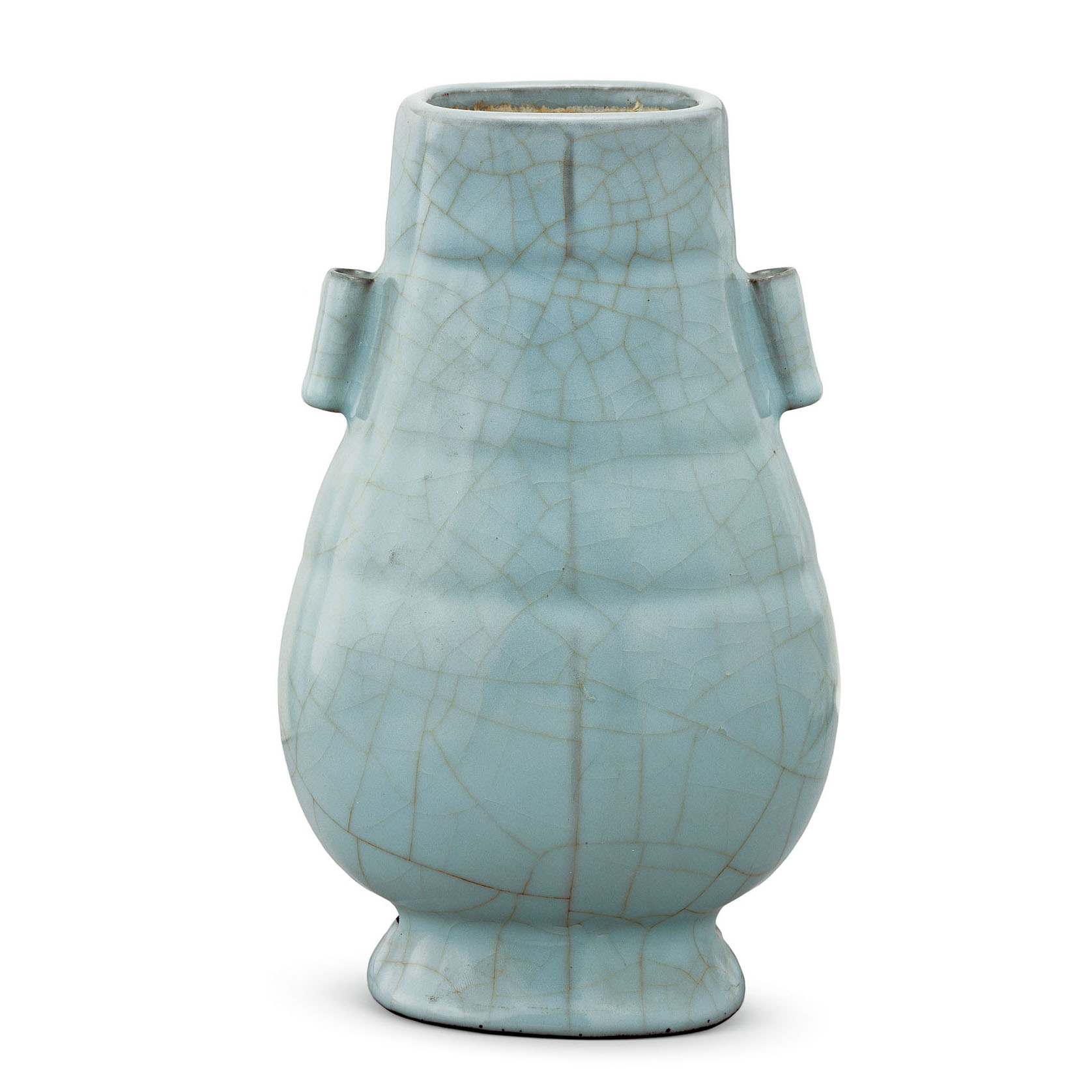 官窑青釉贯耳瓷瓶