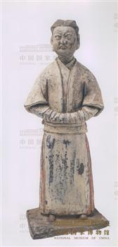 彩绘双髻女陶俑