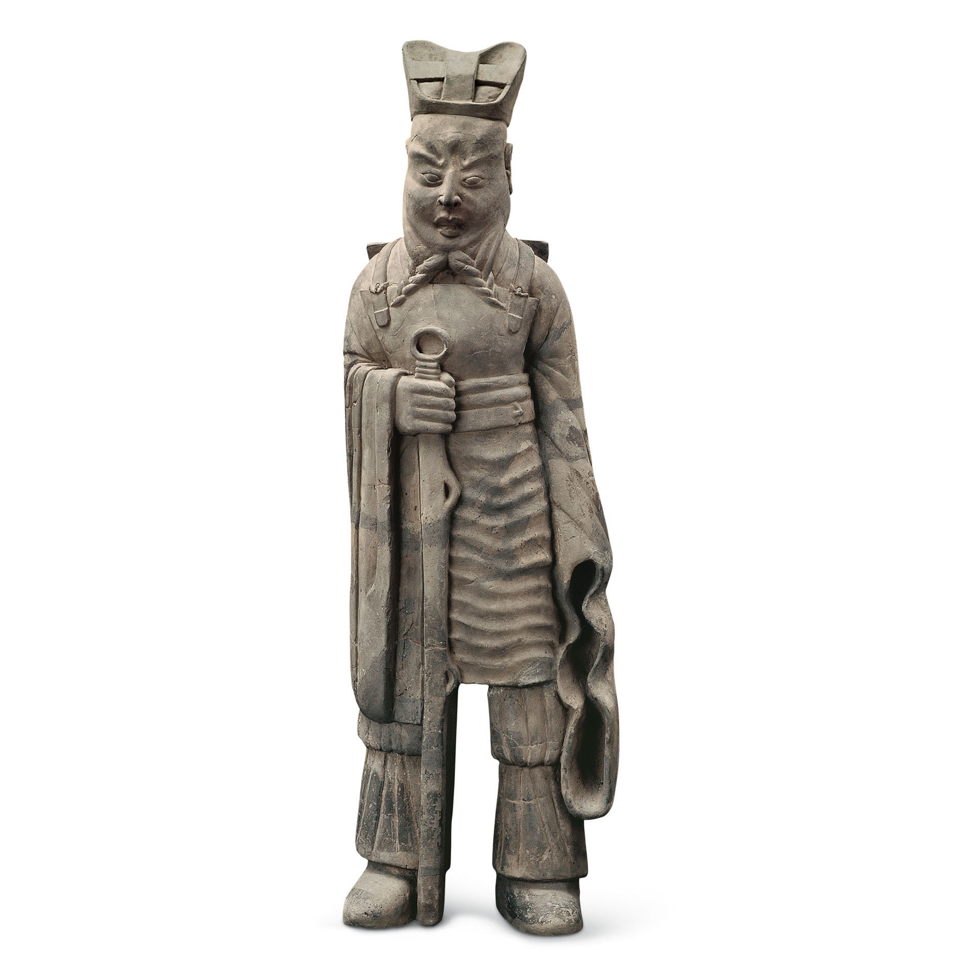 双辫须执剑武士陶俑