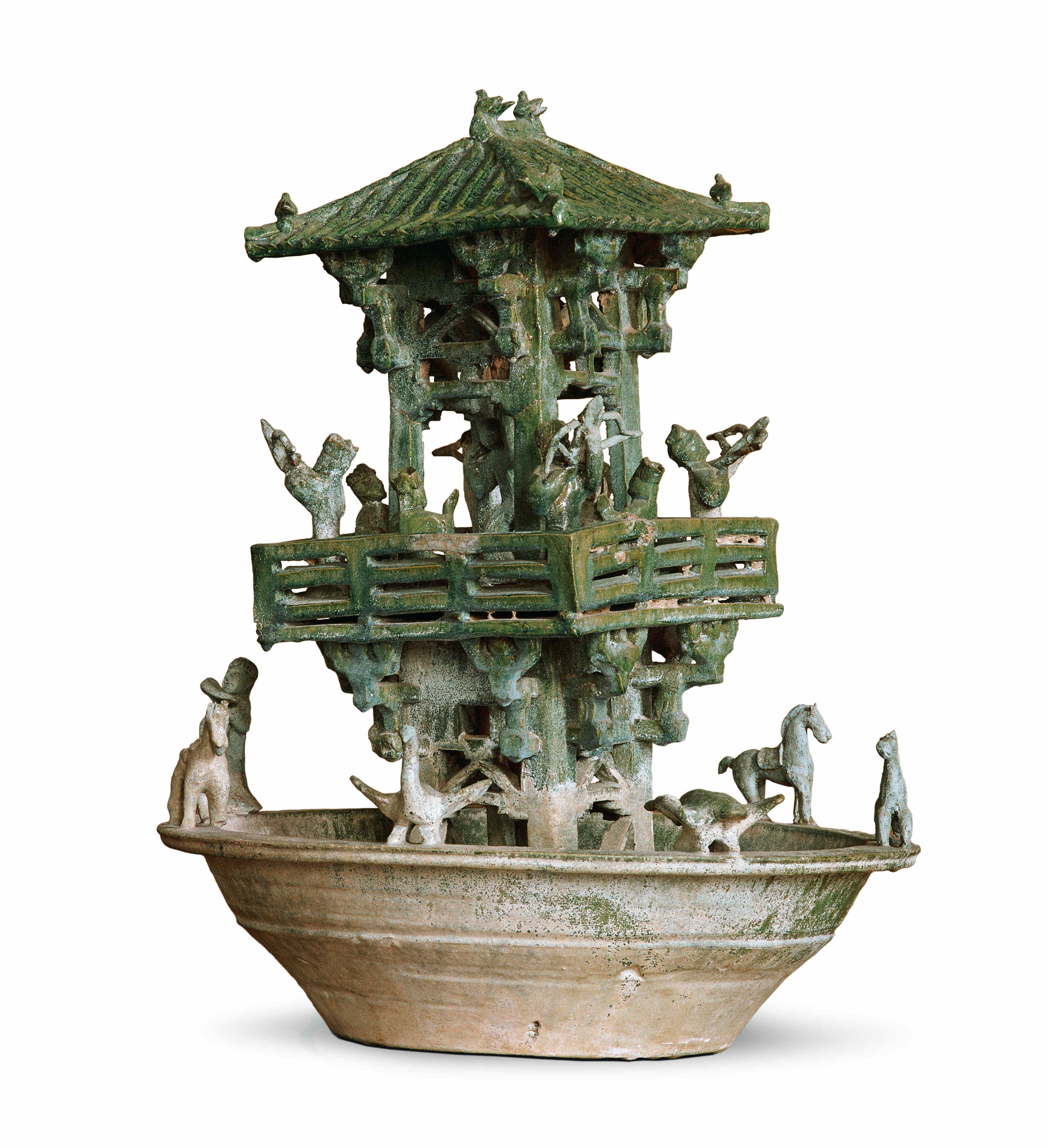 绿釉陶水亭