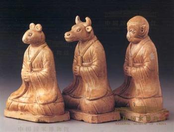 青瓷鼠、牛、猴俑