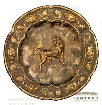 狮纹金花银盘
