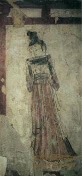 吹排箫乐伎壁画