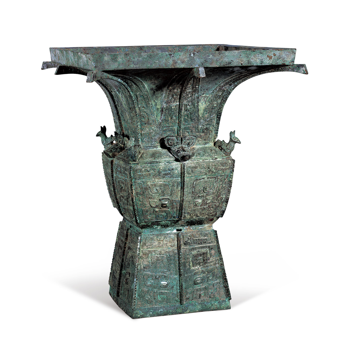 中国美術 青銅 饕餮紋 四方 尊瓶(HA508) 中国美術 青銅 饕餮紋 四方 尊瓶(HA508)