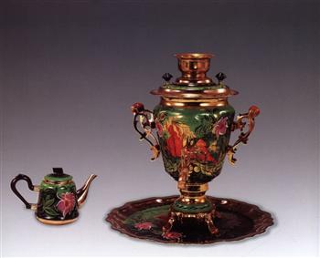 铜彩绘电茶具