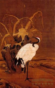 《蕉岩鹤立图轴》