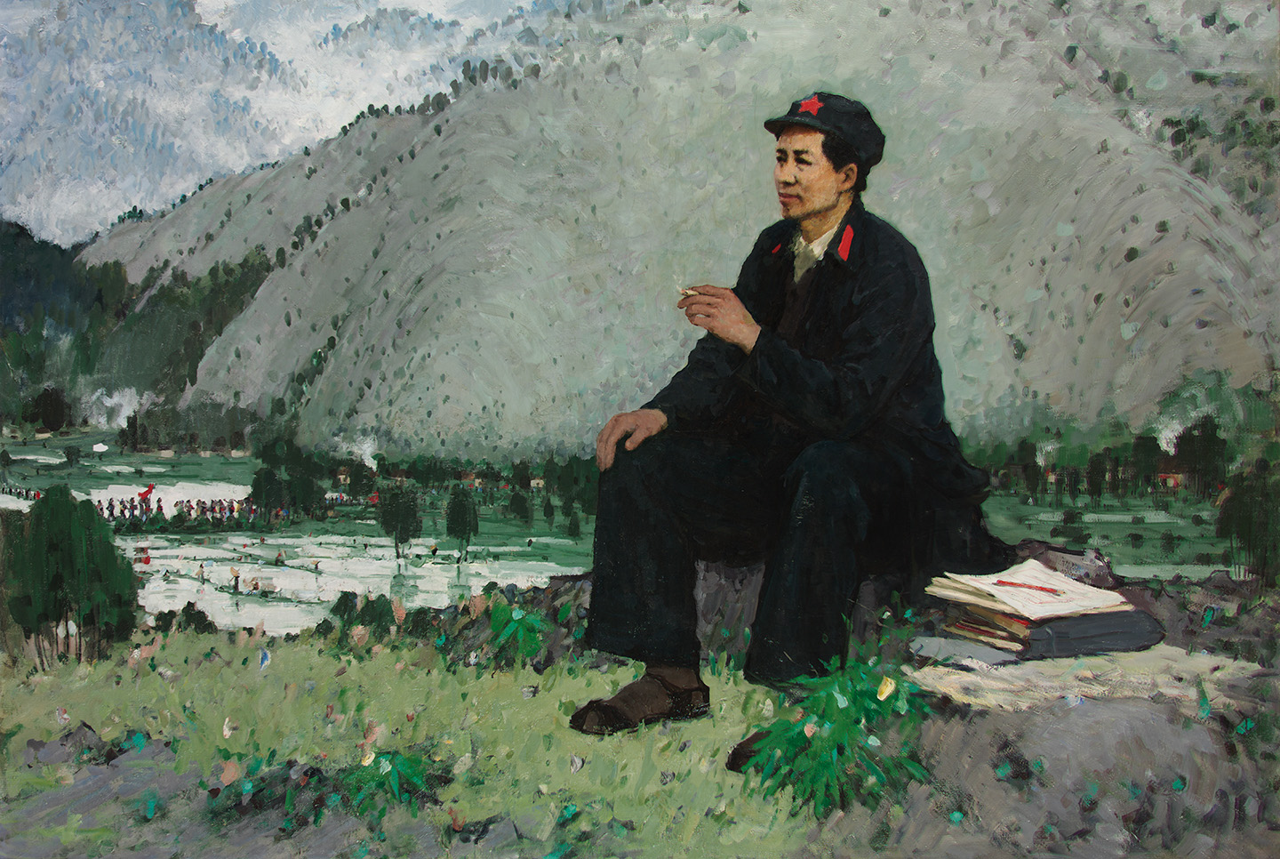 毛沢東肖像画入り　花瓶、ペン立て『井岡山の毛沢東主席』1968年製作 7099110ead8d9ad05ee3be12f84e5c