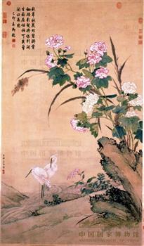 《芙蓉双鹭图轴》